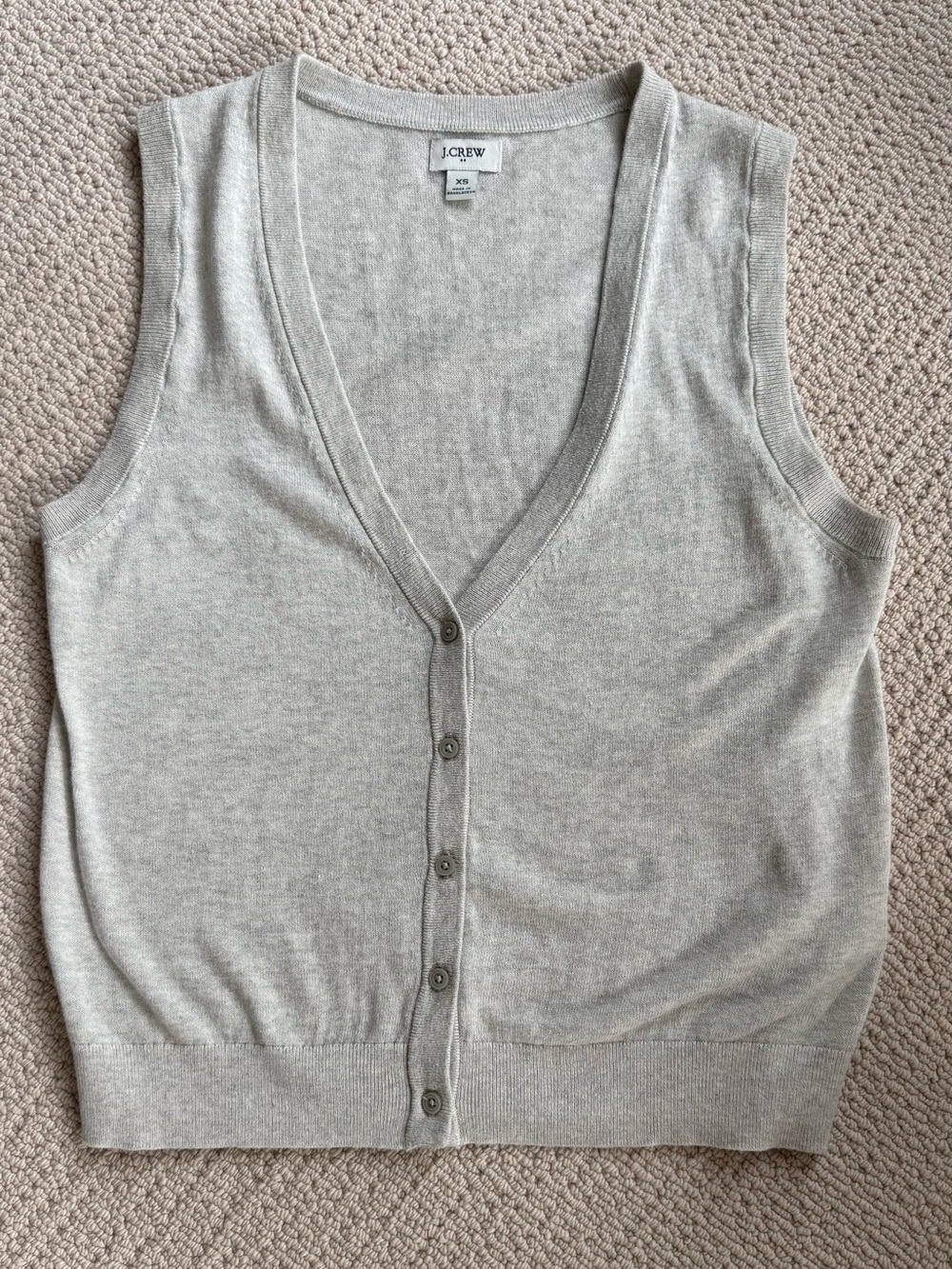 J Crew Cotton Button Front Sweater Vest